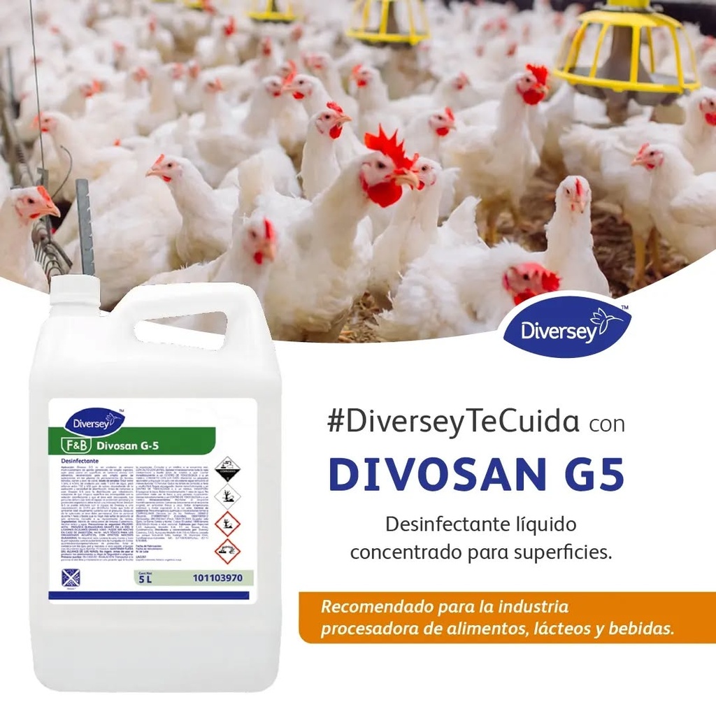 Desinfectante Amonio Cuaternario 5ta. Gen. Divosan G5 5L DIVERSEY
