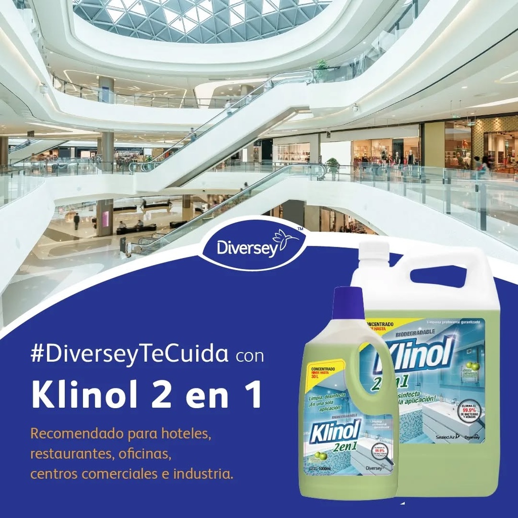 Limpiador Desinfectante Aroma Manzana Verde Klinol 2 en 1 1L DIVERSEY