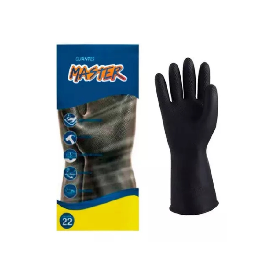 Guantes Domesticos Negro Calibre 22 Talla 9 x1 Par Master