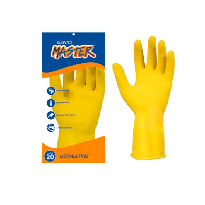 Guantes Domesticos Amarillo Calibre 20 Talla 8 x1 Par Master