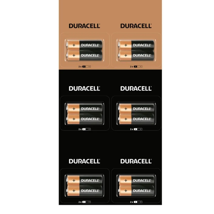 Baterias AA Duracell Hanging Card x6 Paq x2 Baterias