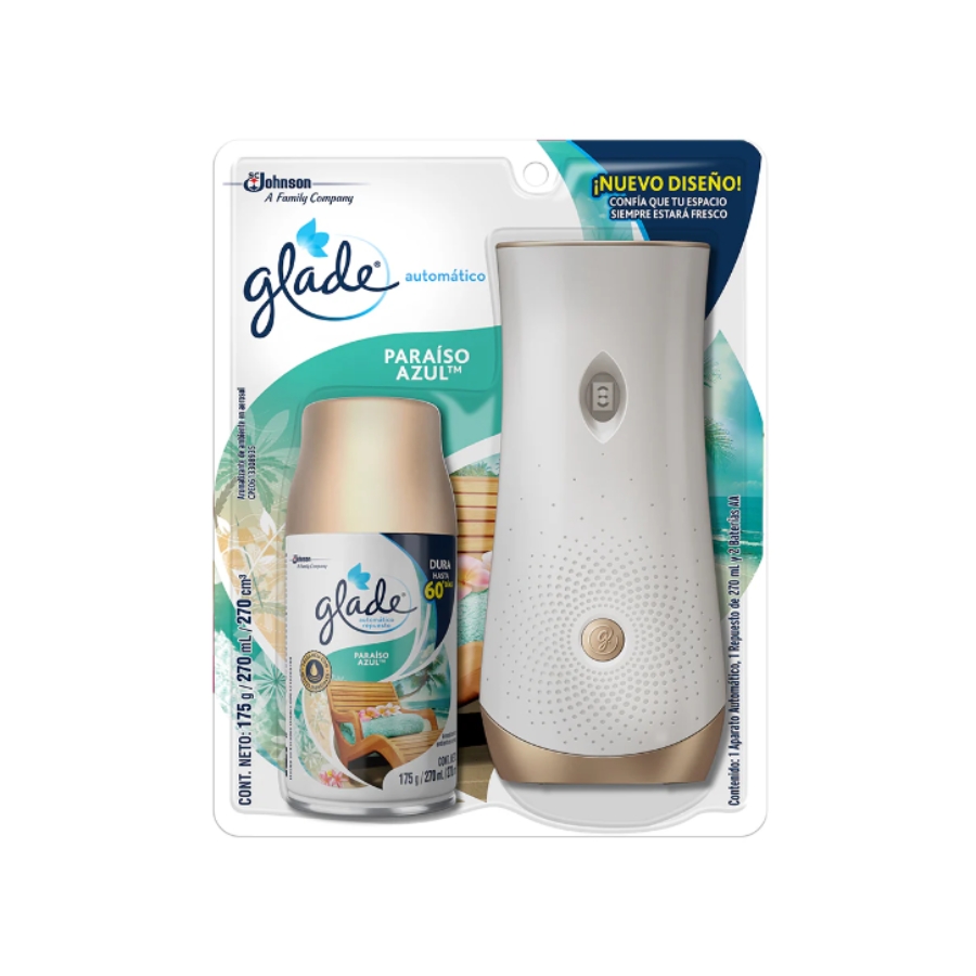 Ambiental en Spray Automatic ParaisoAzul Dispensador con Repuesto x1 175gr Glade
