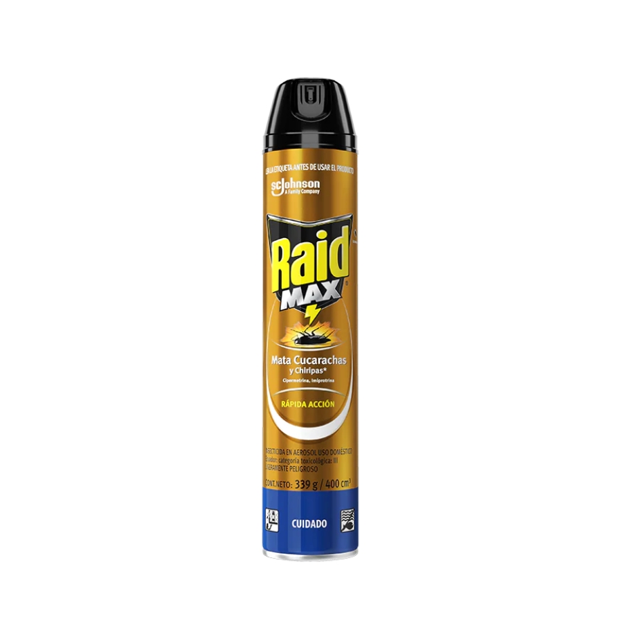 Insecticida en Spray Cucarachas Chiripas y Hormigas 400 cc Raid Max