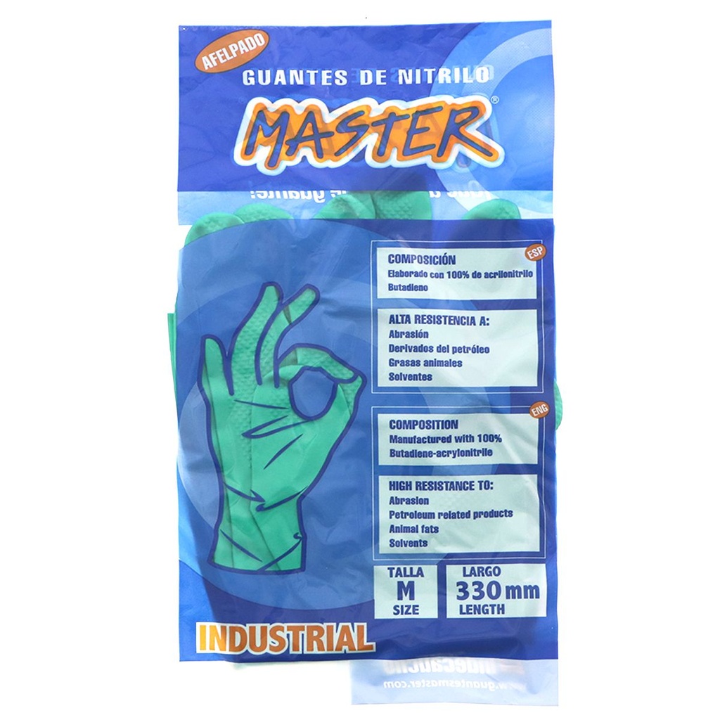 Guante Nitrilo Afelpado C15 Talla M Largo 330 mm x1 par Master
