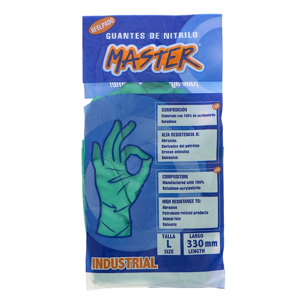 Guante Nitrilo Afelpado C15 Talla L Largo 330 mm x1 par Master