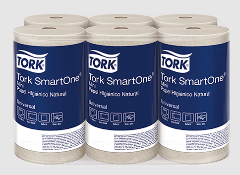 Papel Higienico NATURAL Hoja Doble Precortada SmartOne MINI Pack x 2 Rollos de 100 m Tork