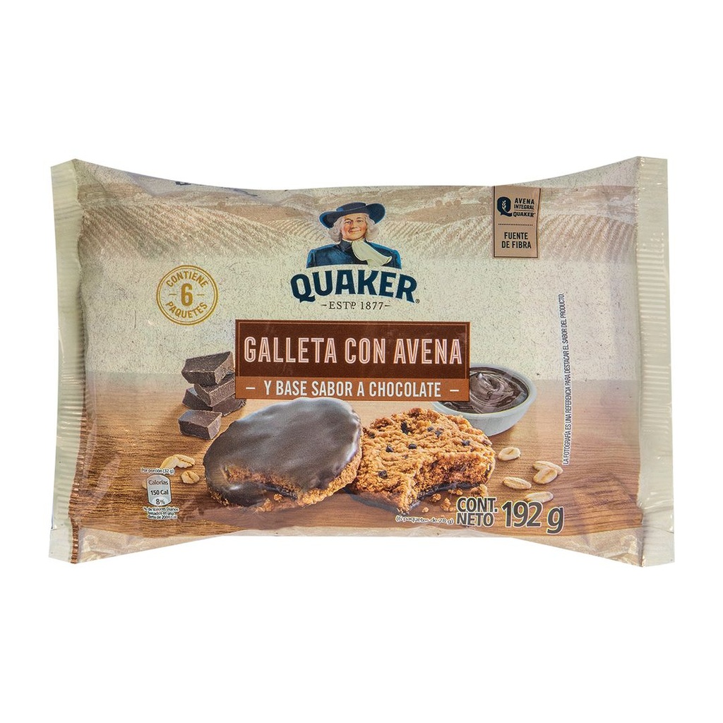 Galletas Quaker Con Avena y Chocolate x 6 Paq 192 gr