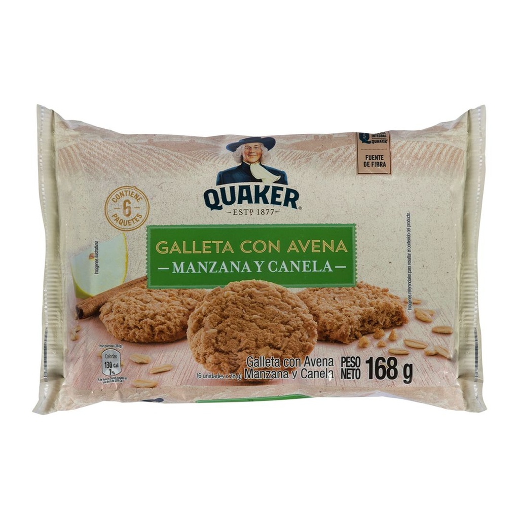 Galletas Con Avena Manzana y Canela x 6 Paq 168 gr Quaker