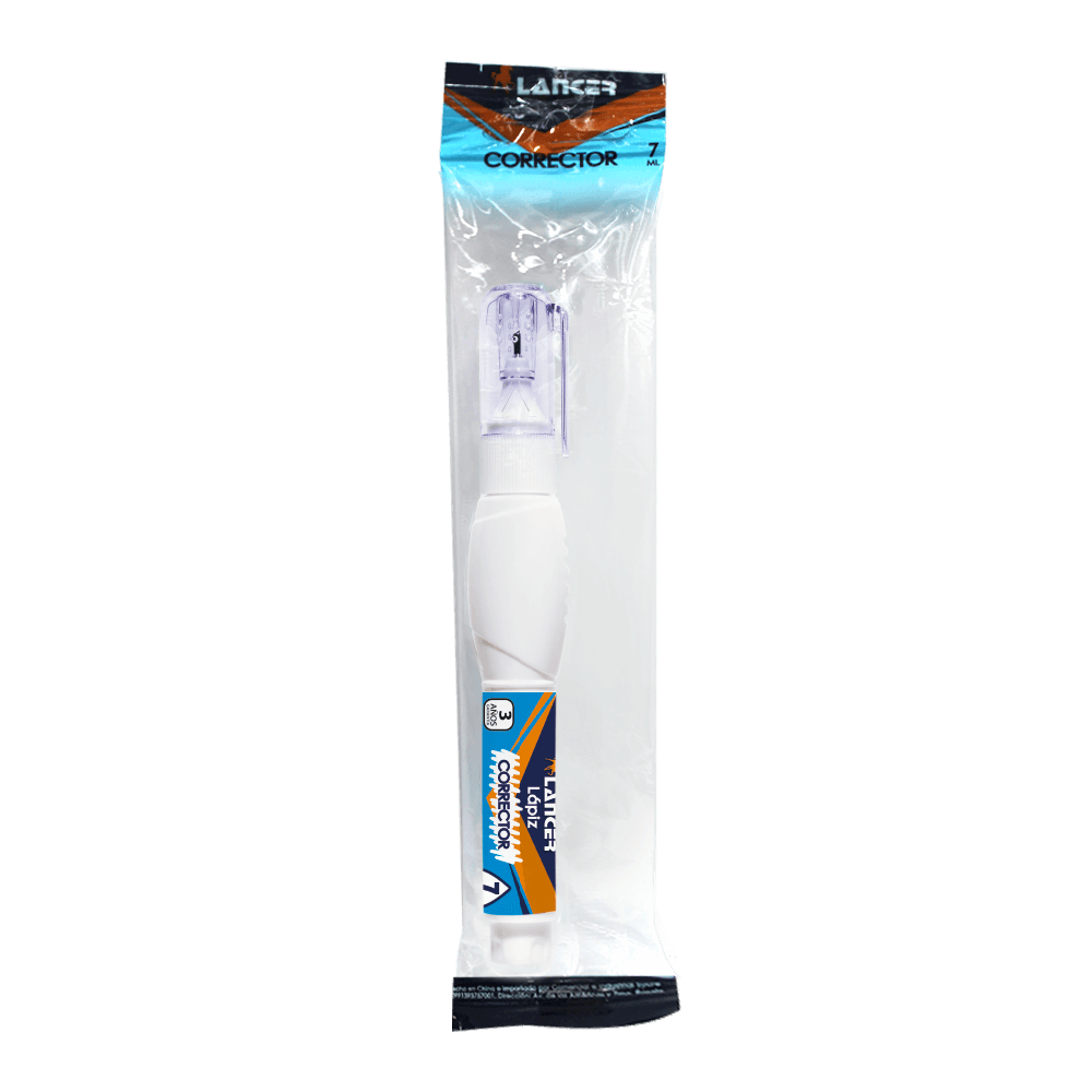 Corrector Punta Metal Cuerpo Blanco 7ml Caja x 12 Uds Lancer