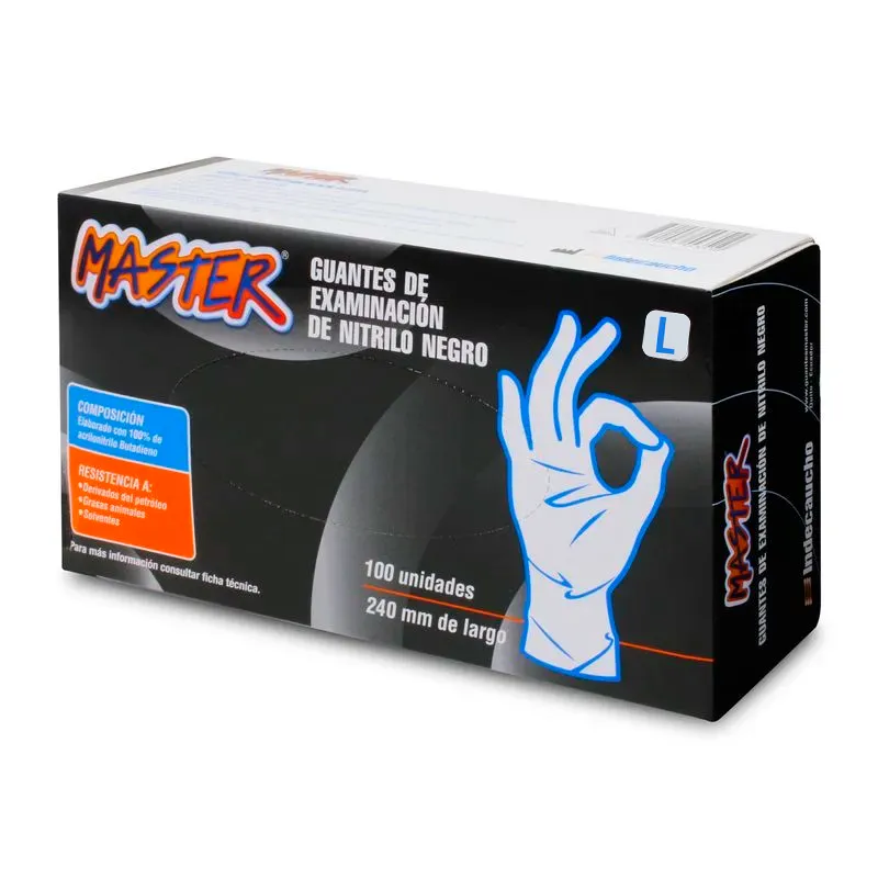 Guantes Exam. Nitrilo C-5 Negro Talla L (Cx100) Master