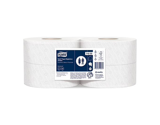 Papel Higienico Jumbo Blanco Hoja Doble Precortado Rollos de 250 m Tork (Blt x 4 rollos)