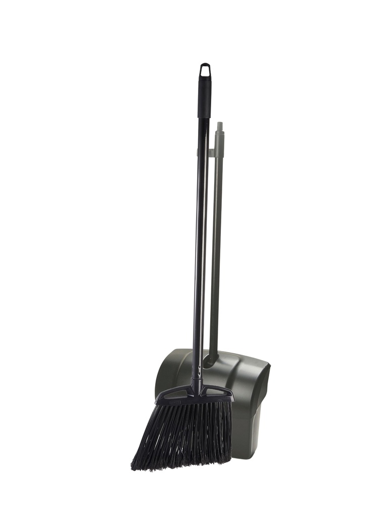 PREDATOR Recogedor vertical con tapa incluye escoba angulada para lobby con mango de 72 cm TRUST