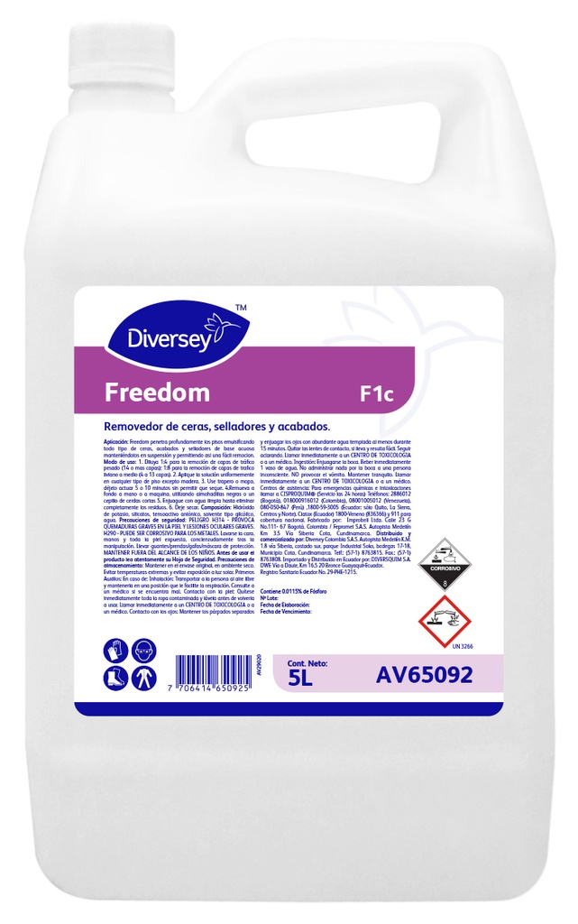Decapante Removedor de Cera Freedom 5L DIVERSEY