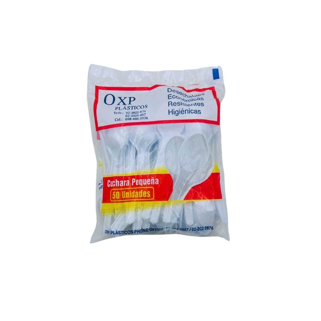 Cuchara Plástica Pequeña Blanca Paq x 50 uds Oxford
