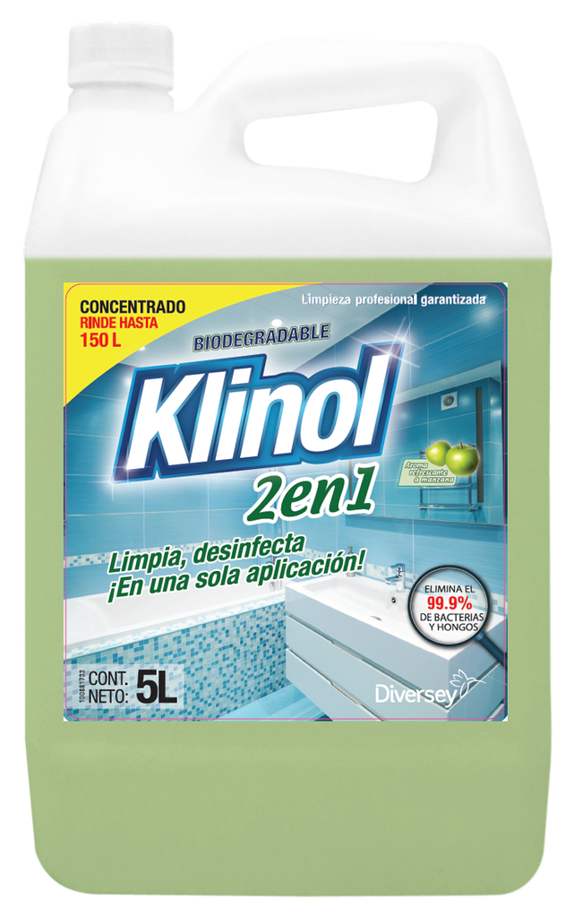Limpiador Desinfectante Aroma Manzana Verde Klinol 2 en 1 5L DIVERSEY