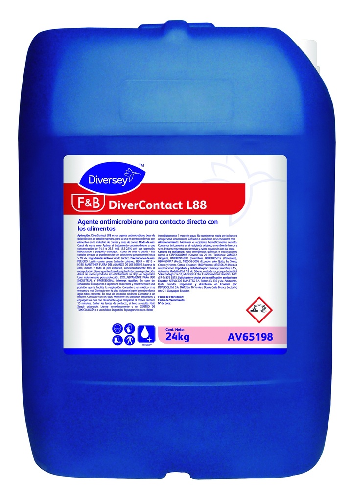 Desinfectante Ácido Láctico Divercontact L88  Garrafa 24 Kg DIVERSEY  