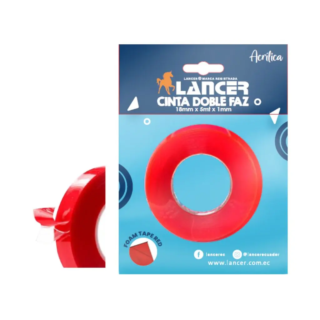 Cinta Doble Faz Roja 18MM X 5MT X 1MM Lancer