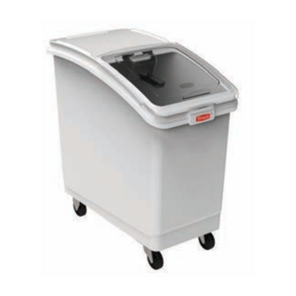 Contenedor de alimentos con ruedas tapa y pala dosificadora 100L TRUST 