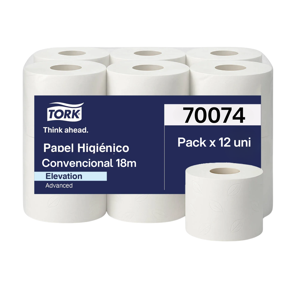 Papel Higienico Convencional Blanco Hoja Doble Rollo 18 m Tork Pack x 12 Rollos