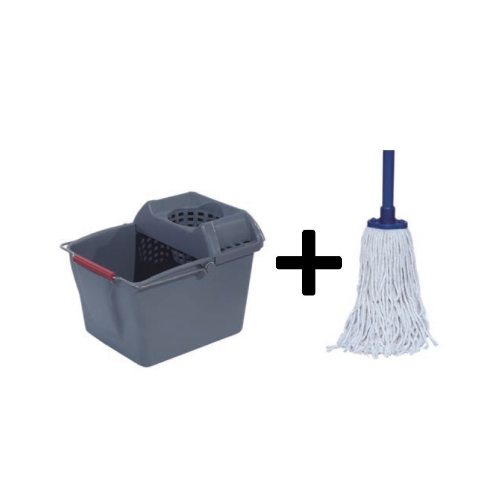 Cubo escurridor 14L con fregona trabajo ligero TRUST
