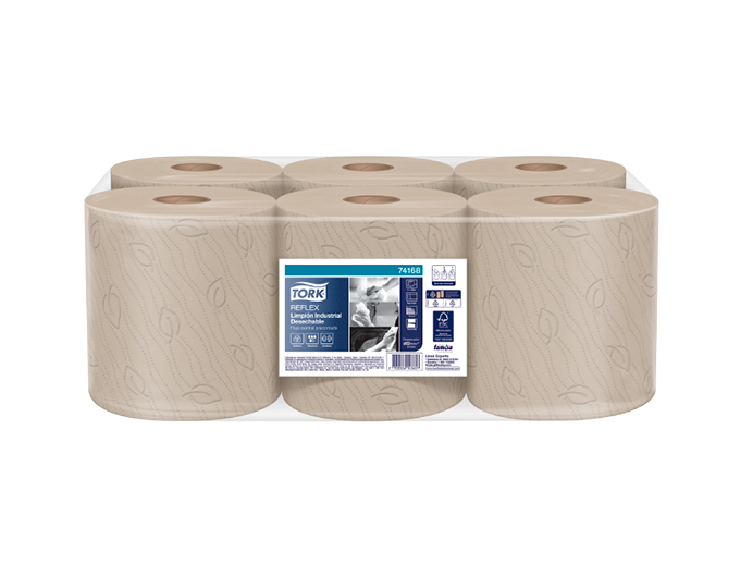 Limpion Industrial Reflex Natural Precortado Hoja Doble Rollo 150 m Tork