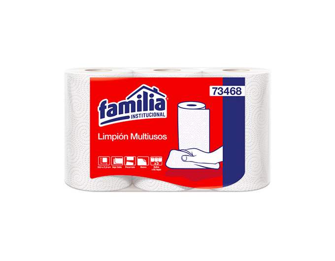 Toalla de Cocina Blanco Precortado Hoja Doble Pack 3 rollos 80 hojas Tork