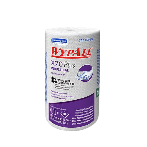 Paño Reutilizable Blanco Precortado X70 PowerPocket Rollo 88 paños Wypall