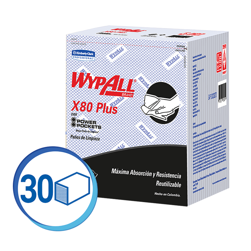 Paño Reutilizable Azul Doblado X80 Paq 30 paños Wypall