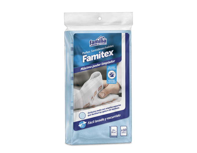 Paño Reutilizable Famitex Azul Doblado Paq 10 paños Tork