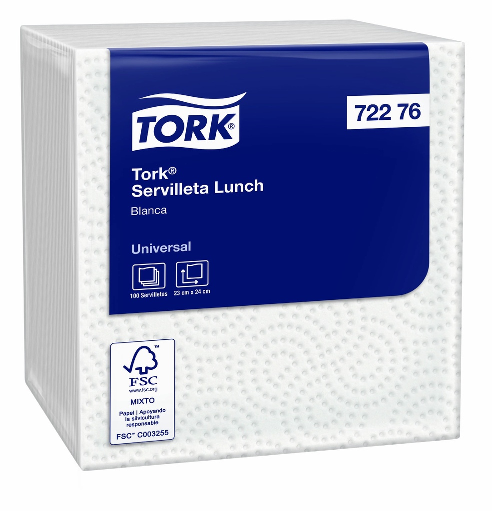 Servilleta Blanca Acolchada Lunch Paq x 100 servilletas Tork