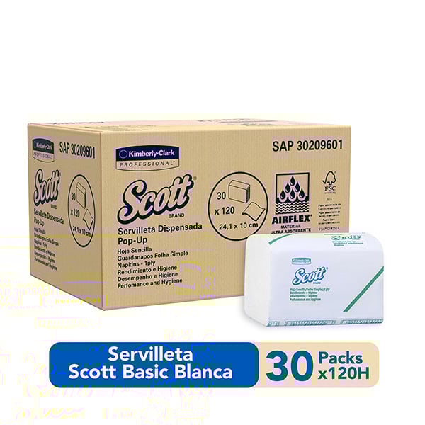 Servilleta Blanca Airflex Paq x 120 servilletas Scott