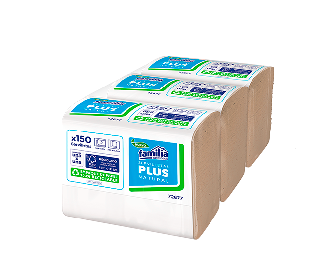 Servilleta Natural Hoja Doble Plus Paq x 150 servilletas Tork