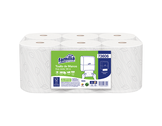 Toalla de Manos Megarollo Blanca Hoja Doble Rollo 180 m Tork