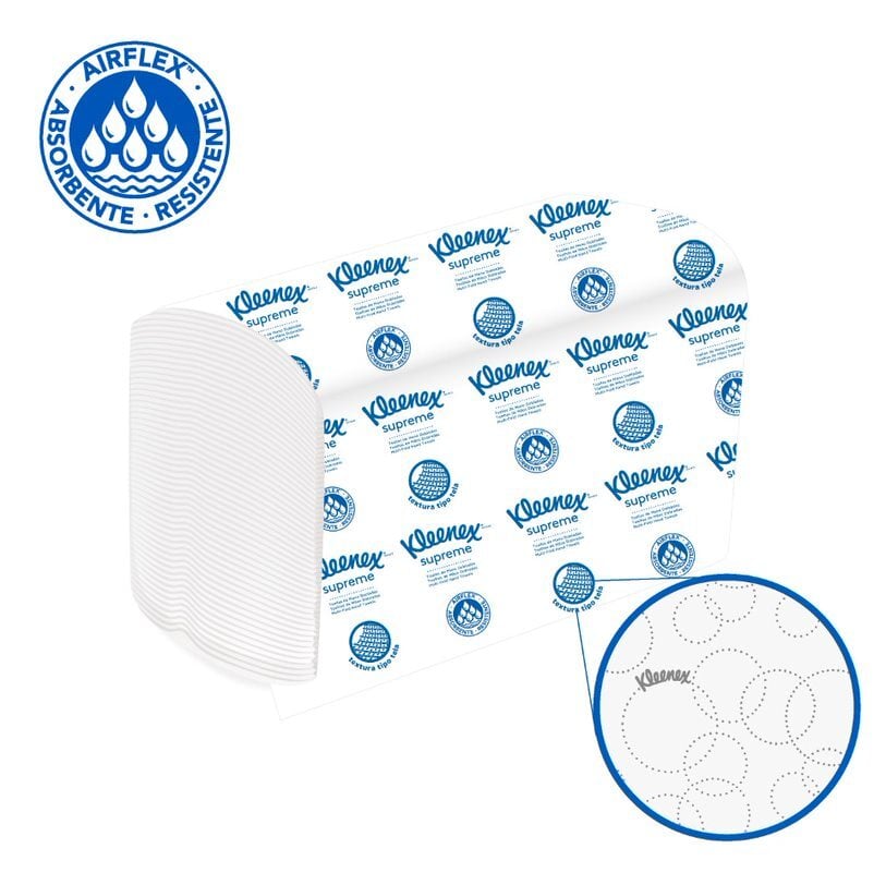 Toalla de Manos Doblada en Z Supreme Blanca Hoja Doble Paq x 150 Toallas Kleenex