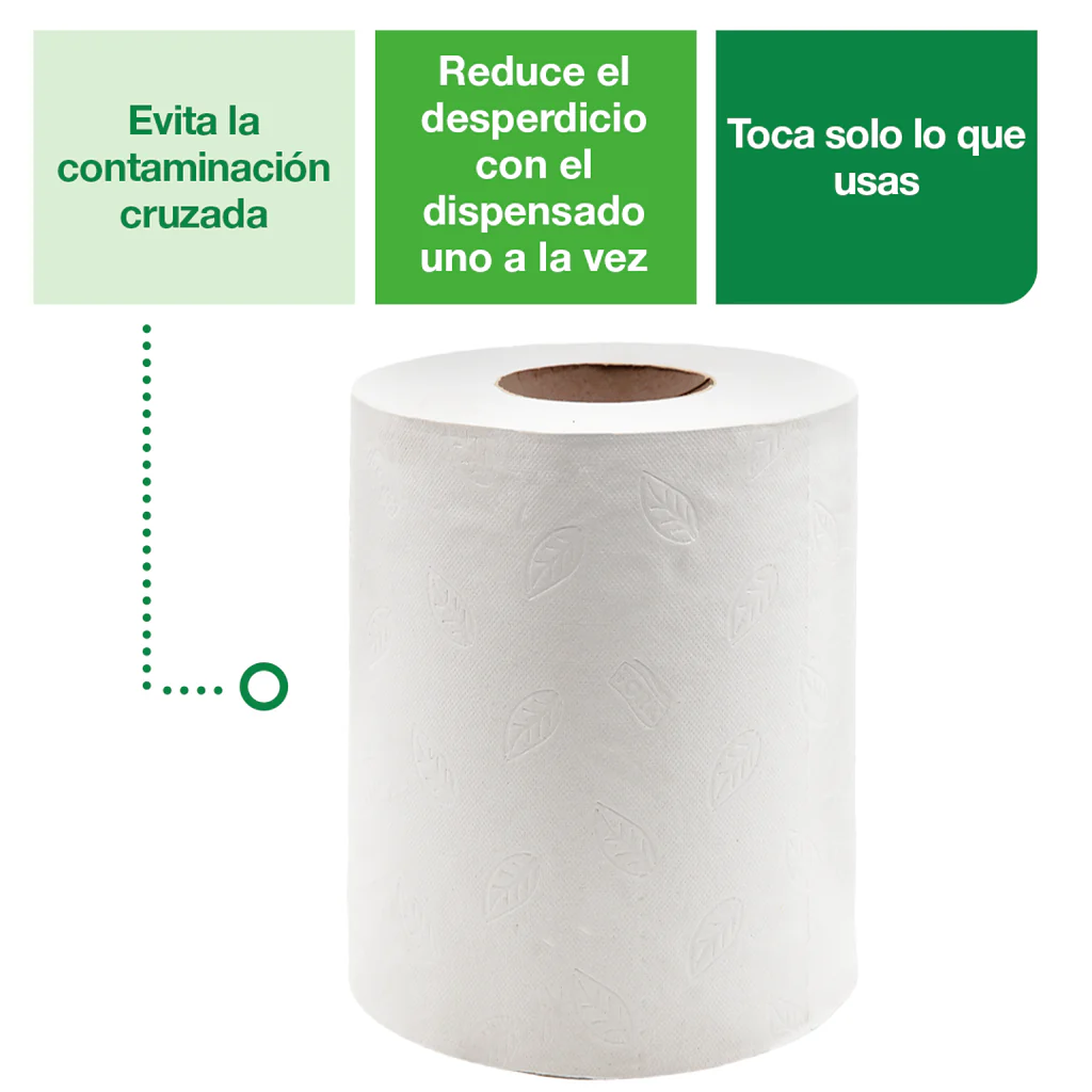 Toalla de Manos Flujo Central Blanca Hoja Doble Precortada Rollo de 120 m Tork