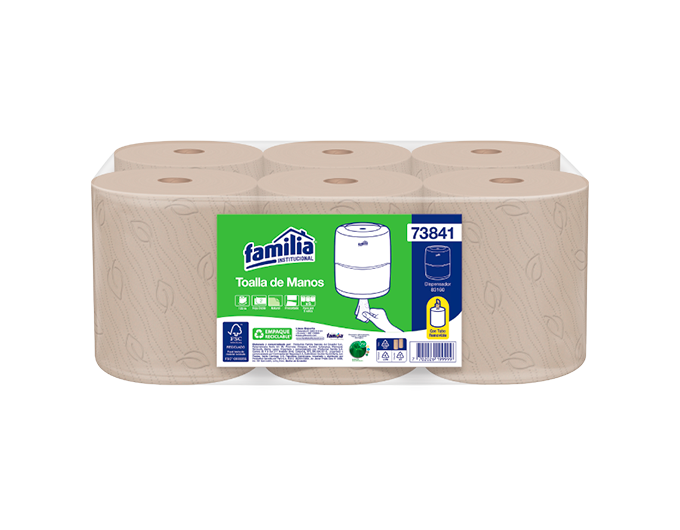 Toalla de Manos Flujo Central NATURAL Hoja Doble Precortada Rollos de 120 m Tork