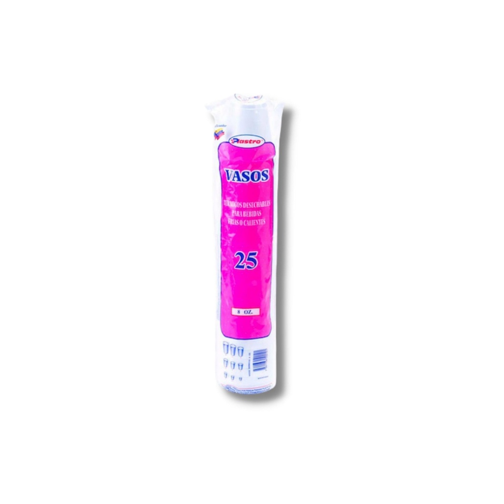 Vasos Termicos 8 oz Paq x 25 uds