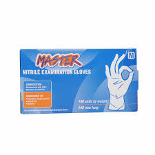 Guantes Examinacion Nitrilo Azul talla M Calibre N 4.5 Caja x 100 Master