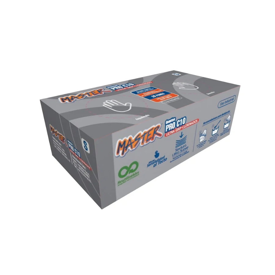 Guante MasterPro Latex Negro Calibre 10 talla S Caja x 20 Pares Master