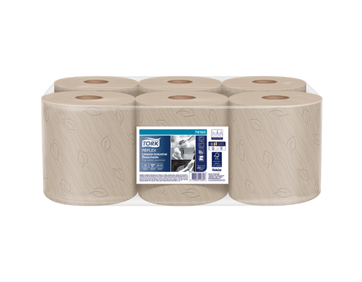[74168] Limpion Industrial Reflex Natural Precortado Hoja Doble Rollo 150 m Tork