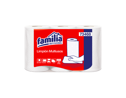 [73468] Toalla de Cocina Blanco Precortado Hoja Doble Pack 3 rollos 80 hojas Tork