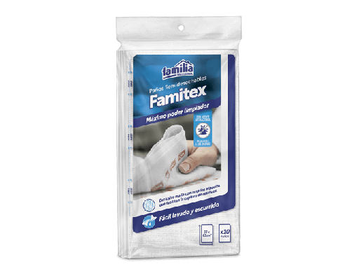 [74302] Paño Reutilizable Famitex Blanco Doblado Paq 10 paños Tork