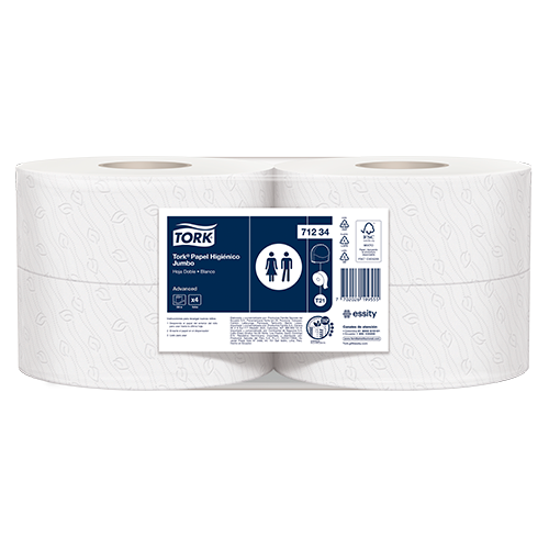 [71234] Papel Higienico Blanco Hoja Doble Precortado Rollos de 200 m Tork