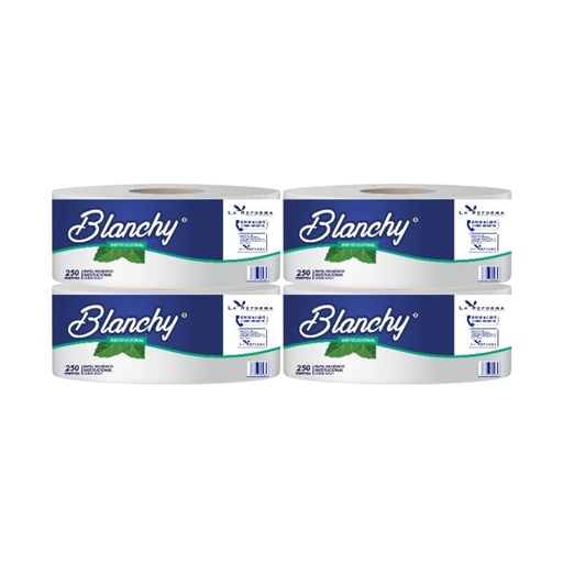 [ITM000000002] Papel Higienico Blanco Hoja Doble Rollos individuales de 250 m Blanchy