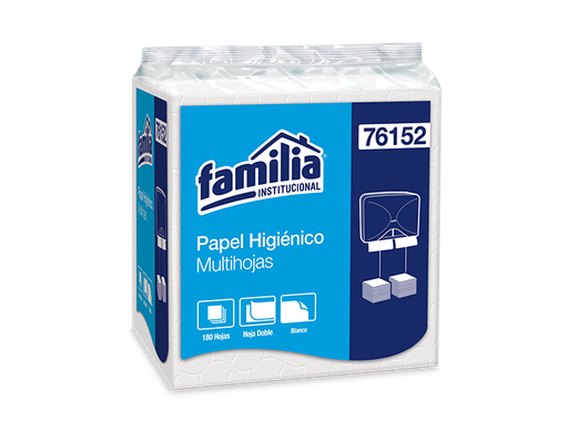 [76152] Papel Higienico Blanco Hoja Doble Multihojas Paq x 180 hojas dobladas Tork