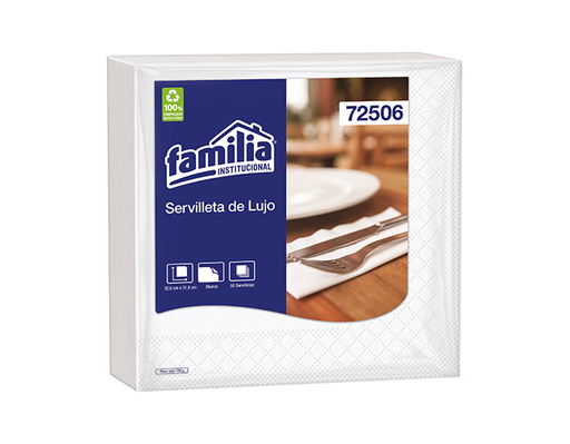 [72506] Servilleta Blanca Hoja Doble de Lujo Paq x 50 servilletas Tork