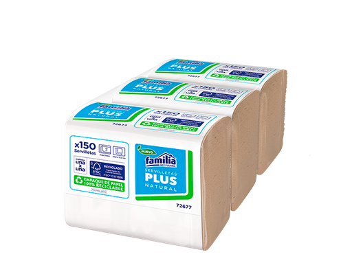 [72679] Servilleta Natural Hoja Doble Plus Paq x 150 servilletas Tork