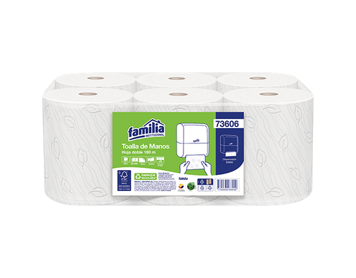 [73606] Toalla de Manos Megarollo Blanca Hoja Doble Rollo 180 m Tork