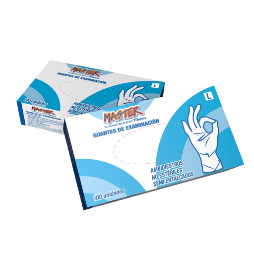 [ITM000000294] Guantes examinacion Latex talla L Caja x 100 Master