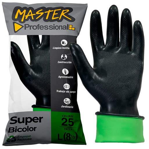 [ITM000000304] Guante C25 Talla 8.5 SuperBicolor Negro-Verde x1 par Master